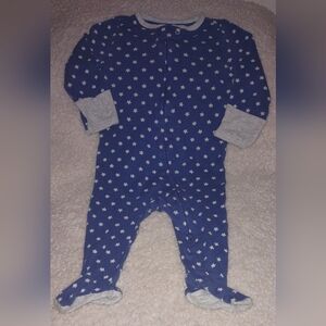 Cloud Island Blue and White Footies One Piece Sleepwear Size 3-6M Baby Boy
